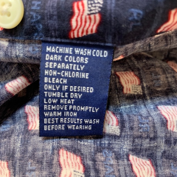 Chaps Ralph Lauren Mens Flag Print Button Down Shirt 2XLT Patriotic Americana - Picture 13 of 14